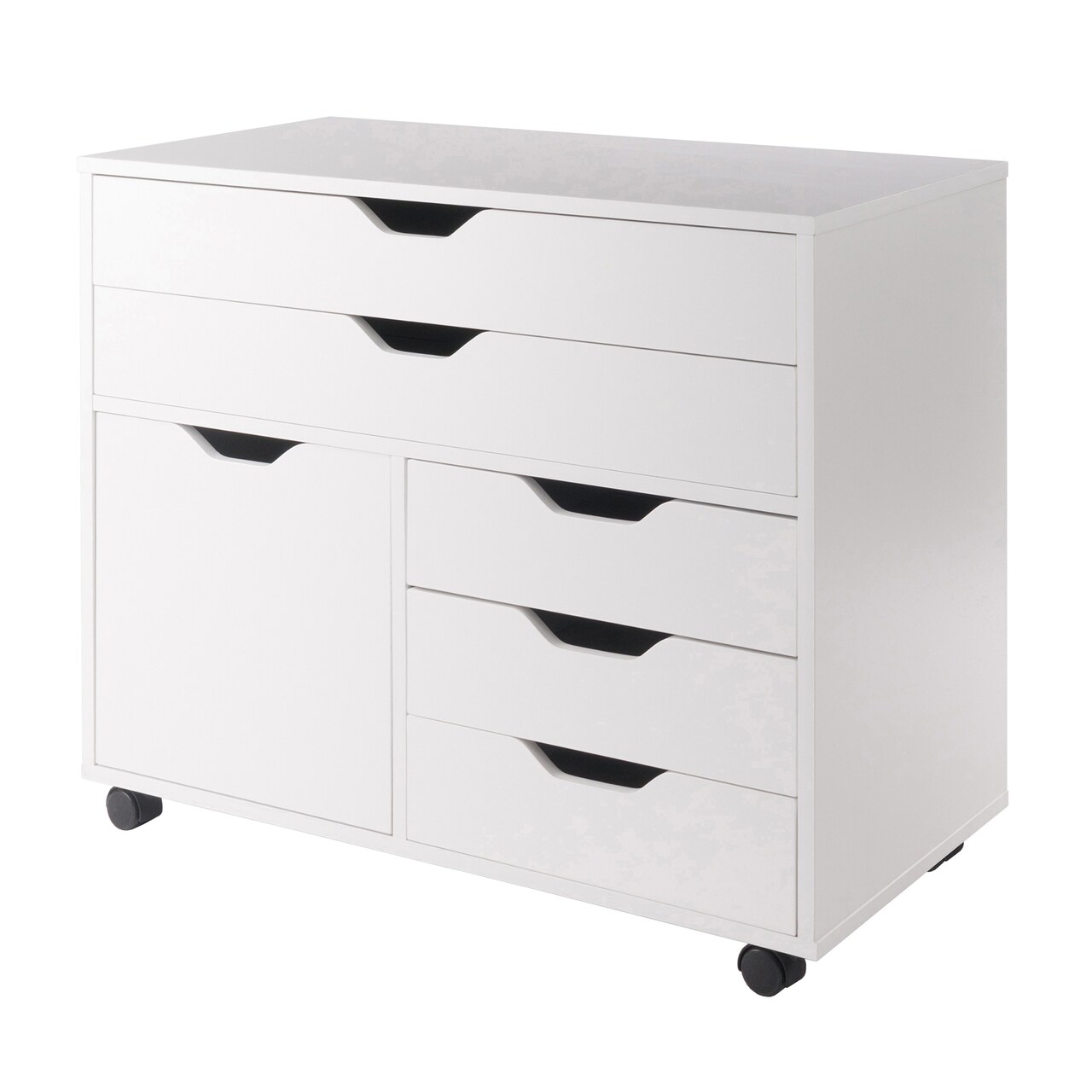 Contemporary Home Living 30.75" White 3 Section Mobile Storage Cabinet